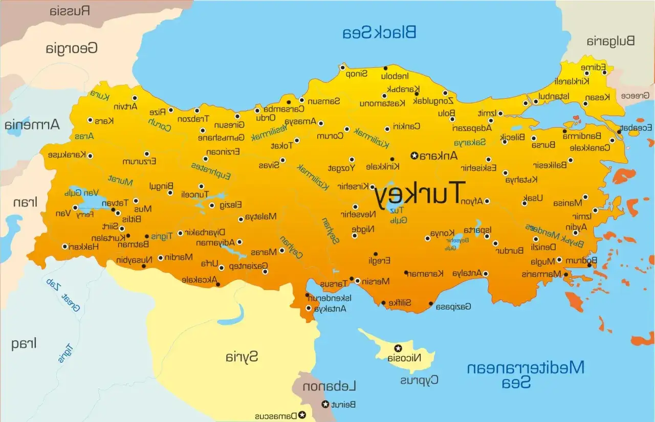 Mapa bezpieczeństwa Turcji regiony turystyczne
