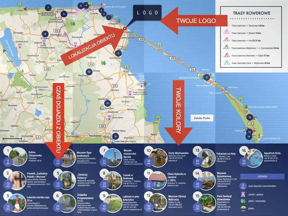 Władysławowo atrakcje mapa lub kolaż